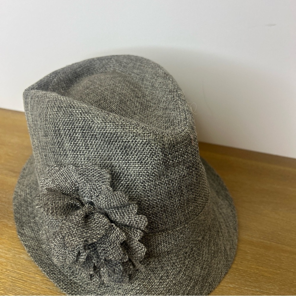 Vintage Ellen Tracy Tweed Gray And Black Fedora One Size Fits Hat - Picture 3 of 7